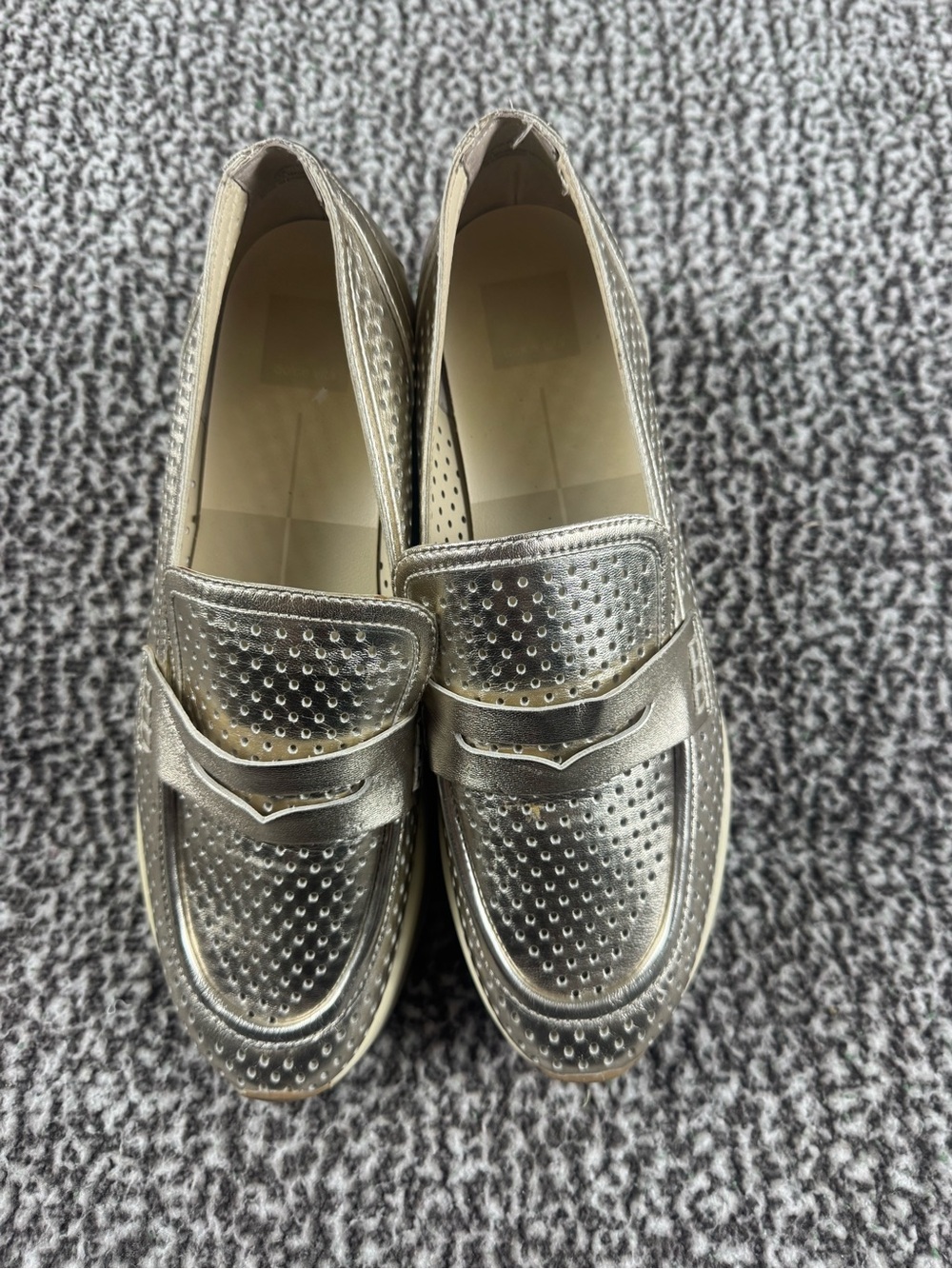 Dolce Vita Metallic Gold Perforated Slip-On Loafers - Women's size 11M